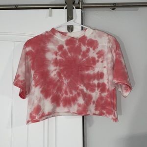 Pink & White Tie-Dyed Crop Top